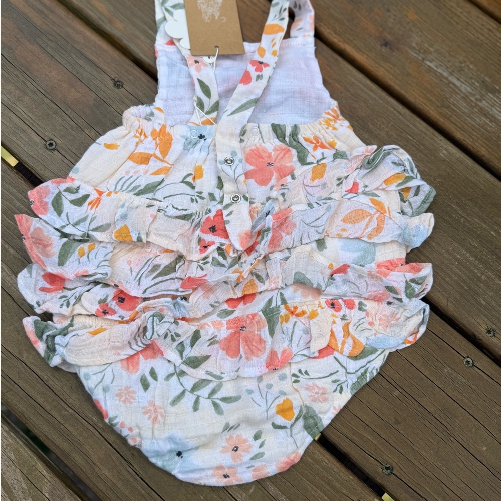 Angel Dear Floral Baby Romper with Ruffle Details